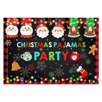 Funnytree 7x5ft Christmas Pajamas Party Backdrop Merry Xmas Slumber Ugly Sweater Photography Background Winter Snowman Santa Reindeer Snowflake Cake Table Decoration Banner Photo Booth Props