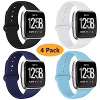 Coperr 4 Packs Bands Compatible with Fitbit Versa/Fitbit Versa 2 / Fitbit Versa Lite for Women and Men, Soft Silicone Sport Strap Replacement Wristband with Ventilation Holes for Fitbit Versa