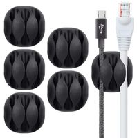 Beadnova Cable Clips Cord Organizer Cable Management Wire Cord Holder 3 Slots Adhesive Cord Holder for Car, Power Cords and Charging Accessory Cables, Mouse Cable, PC, Office, Home (Black, 6 pcs)