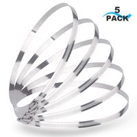 LOKMAN 6 Inch Stainless Steel Duct Clamp Worm Gear Adjustable 145-160mm Hose Clamp, Pack of 5 (6 Inch)