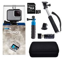 GoPro Hero7 White Bundle with Float Handle, Handheld Monopod, Camera Case, Memory Card Reader, and 16GB MicroSDHC Card