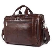 Augus Leather Briefcases for Men, Waterproof Travel Messenger Duffle Bags 17 Inch Laptop Bag (cofee-1)