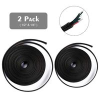 Expandable Braided Cable Sleeve, 50ft - 1/2 inch & 1/4 inch Nylon Cable Management Sleeve, Wire Loom Cord Protector Mesh for Pets, Cable Wrap Cover Organizer for USB Charger, TV, Computer, Car - Black