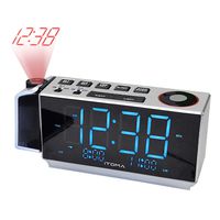 iTOMA Electronic Alarm Clock Radio-Time Projection,FM Radio,Dual Alarm,Snooze,Brightness Dimmer,USB Charging Port,Big Display,Backup Battery,Earphone Jack,Night Light (CKS509)