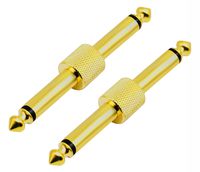 zdyCGTime 2-Pole 6.35mm 1/4"Audio Mono Male to Male Pedal Coupler Guitar Effects Pedal to Pedal Connector (Gold-2 Pack)(2-Pole)