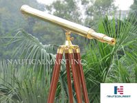 40-inch Clear Coated Solid Floor Standing Brass Harbormaster Telescope on a Mahogany Tripod with Standard Mount