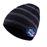 Bluetooth Beanie Hat, Wireless Music Cap with HD Stereo Speakers & Microphone, Winter Stripes Knitted Hat for Men Women Outdoor Running Sports
