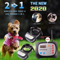 JUSTPET Wireless Dog Fence + Remote Dog Training Collar 2-in-1 System, Safe Harmless Electric Dog Wireless Fence Adjustable Range, Waterproof Reflective Collar (Upgraded Wireless Dog Fence-2 Collars)
