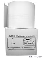 12 Rolls; 100 Labels per Roll of DYMO-Compatible 30387 3-Part Internet Postage Labels (2-5/16" x 10-1/2") - BPA Free!