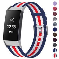 NANW Woven Bands Compatible with Fitbit Charge 3 Bands/Charge 3 SE, Soft Breathable Fabric Replacement Wristbands Strap Sports Accessories for Women Men, Large Small