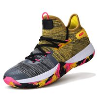 WETIKE Girls Basketball Shoes Comfortable Boys Shoes Non-Slip High Tops for Boys Durable Boys' Basketball Shoes Breathable Shoes for Boys Girls Sneakers Tennis Shoes Size 7 Yellow