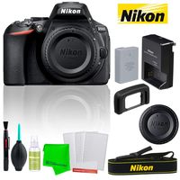 Nikon D5600 24.2MP DSLR Camera (Body Only) Battery + Charger + Strap + Cleaning Kit Accessories Vlogger Starter Bundle