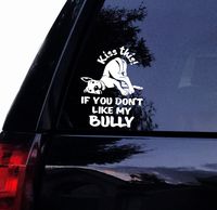 Tshirt Rocket Kiss This If You Dont Like My Bully Pitbull Decal - Cute Pit Bull Dog Vinyl Car Decal, Laptop Decal, Window Sticker (9")