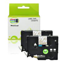 NineLeaf 2 Pack Label Tape Cartridge Compatible for Brother P-Touch Laminated TZ-M34 TZe-M34 TZeM34 TZM34 Gold on Matte Clear 12mm x 8m 1/2" x26.2ft for PT-D210 D200 H110 D400 D600 Label Maker