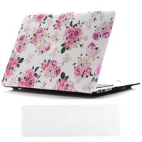 Macbook Pro 13.3 Inch with Retina Display Case and Keyboard Cover,Sunway Ultra Thin Beautiful Floral Hard Case Cover for Macbook Pro 13.3 Inch with Retina Display(A1502/A1425) - Peony