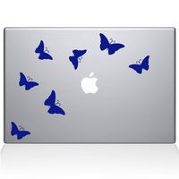 The Decal Guru 1029-MAC-12M-DB Butterflies Decal Vinyl Sticker, 12" Macbook, Blue