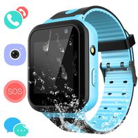 Kids Waterproof Smart Watch Phone - Boys & Girls IP67 Waterproof Smart Watch Phone with Camera Games Sports Watches Back to School Supplies Grade Student Gifts (01 S7 Blue)