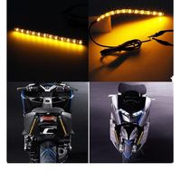 Ecosin® Mini Strip Black led motorcycle Turn signal Amber lights Strip 12LED