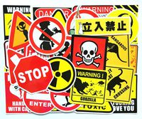 50 Pieces Warning Stickers Prohibition Sign Waterproof Funny Paper Sticker Cool Decoration for Luggage Box Skateboard Phone Laptop Moto Trunk Guitar Car Helmet