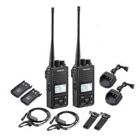 SAMCOM FPCN10A 20 Channel Walkie Talkie Wireless Intercom with Group Button, Two Way Radio UHF 400-470MHz with 2.5 Miles Range, Earpiece & Belt Clip Included - Black (Pack of 2)