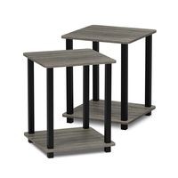 FURINNO Simplistic End Table, French Oak Grey/Black