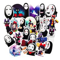 Cute Cartoon Kikis Delivery Service Spirited Away No Face Man Anime Laptop Stickers Waterproof Skateboard Pad MacBook Snowboard Car Bicycle Luggage Decal 26pcs Pack Kikis Delivery Service)