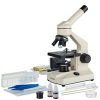 AmScope M100C-LED-SP14 40X-1000X Student Biological Field Microscope with LED Lighting and Slide Preparation Kit