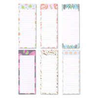 To-do-List Notepad - 6-Pack Magnetic Notepad, Grocery List Magnet Pad Stationery for To Do List, Floral Designs, 60 Sheets Per Pad