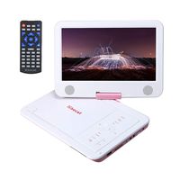 Xbocat 11.5'' Portable DVD Player with 9.5'' HD Swivel Screen, 5 Hours Built-in Battery, SD Card/USB/CD/DVD, 1.8m Car Charger and Wall Charger, Region Free, Resume Function-Pink