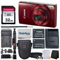 Canon PowerShot ELPH 190 Digital Camera (Red) + Point & Shoot Camera Case + Transcend 32GB SD Memory Card + Extra Battery & Worldwide Travel Charger + Top Value Accessory Bundle!