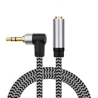 Morelecs Right Angle Aux Extension Cable 6ft 3.5mm 1/8 Aux Stereo Audio Cable Male to Female Stereo Audio Extension Adapter Cable Nylon Braided AUX Cord Compatible Phones, Headphones,Speakers,PC