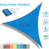 PATIO Paradise 5' x 5' x 5' Blue Sun Shade Sail Triangle Canopy, 180 GSM Permeable Canopy Pergolas Top Cover, Permeable UV Block Fabric Durable Outdoor, Customized Available
