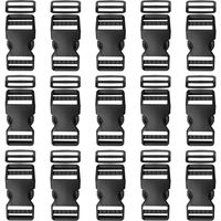 Plastic Buckle 3/4 Inch | Double Adjustable Quick Side Release Replacement Clips with Slides for Dog Collars, Webbing Strap and Backpack Repair | Black, 15 Sets