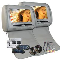 2016 Newest Two of Headrest 9" Inch Digital Twin Screens Pair Car Pillow Monitors with Region Free Dual Car DVD Player USB SD IR FM Transmitter 32 Bit Games+Remote Control