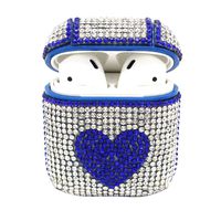 Xindda Airpods Case Cover, Cute Bling Luxurious Diamonds Heart Pattern Knitting Wool Winter Portable Protective Case Cover for Airpods Earphones, Valentine's Day Present
