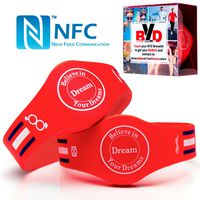 NFC Tag Bracelet (Pack of 2): Silicone Wristband for Phone Access Control, Contactless Payments, Stylish Men-Women Band, Android Compatible 512 Bytes Memory ~ RFID Chip ~ Waterproof for Sports