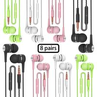 A12 Headphones Earphones Earbuds Earphones, Noise Islating, High Definition, Stereo for Samsung, iPhone,iPad, iPod and Mp3 Players（Black, White, Green, Pink (Black+White+Pink+Green 8pairs)
