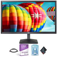 LG 24" Class Full HD IPS LED Monitor with AMD FreeSync (23.8" Diagonal) + Cleaning Kit + HDMI-to-USB-C Thunderbolt 3 Adapter Cable Essential Accessories Bundle