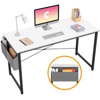 Cubiker Computer Desk 47" Home Office Writing Study Desk, Modern Simple Style Laptop Table with Storage Bag, White