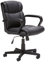 AmazonBasics Classic Leather-Padded Mid-Back Office Desk Chair with Armrest - Black