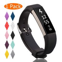 KingAcc Compatible Replacement Bands for Fitbit Alta HR, Fitbit Alta, Silicone Fitbit Alta HR Band Alta Band, Buckle Wristband Strap Women Men (1-Pack, Black, Large)
