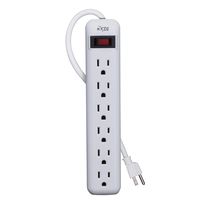 KMC 6-Outlet Power Strip, Overload Protection, 3-Foot Cord, White