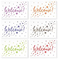 36 Assorted Pack Welcome Note Cards - Bulk Box Set - Blank on The Inside - 6 Colorful Star Pattern Designs - Includes 36 Greeting Cards and Envelopes - 4 x 6 Inches