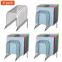 DESIGNA 4-Pack Large Metal Incline Sorter Rack File Folder Holder for Desk Home Office Organizer, 8 Compartment, Black