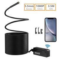 Wireless Endoscope, NIDAGE 5.5mm 2MP WiFi Borescope 1080P HD Semi-Rigid Snake Camera for iPhone Android, Tablet, Motor Engine Sewer Pipe Vehicle Inspection Camera(11.5FT)