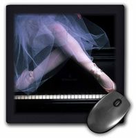 3dRose LLC 8 x 8 x 0.25 Inches Mouse Pad, Pink Ballerina on Black Piano (mp_41648_1)