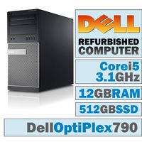 Dell OptiPlex 790 MT/Core i5-2400 Quad @ 3.1 GHz/12GB DDR3/NEW 512GB SSD/DVD-RW/WINDOWS 10 PRO 64 BIT