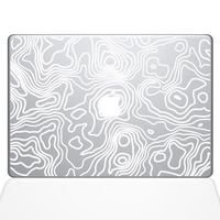The Decal Guru Topographic Map MacBook Decal Vinyl Sticker - 13" MacBook Pro (2016 & Newer) - White (1287-MAC-13X-W)