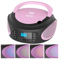 Lauson LLB599 Boombox with Cd Player Mp3 | Portable Radio CD-Player Stereo with USB | Cd Player for Kids | LED Light Function | Headphone Jack 3.5mm (Pink)