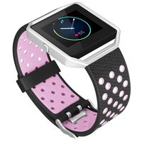 iHillon Compatible with Fitbit Blaze Band with Silver Frame, 1-Pack Soft Two-Toned Breathable Bands Compatible with Fitbit Blaze with Metal Buckle Sport Wristbands, Women Men